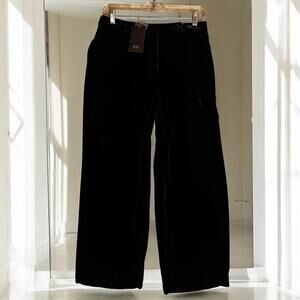 NEW BCBGMaxAzria Navy Velvet Silk Wide Leg Relaxed Ankle Length Trousers 8 NWT